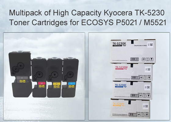 Kyocera Ecosys M5521 Black and Colour Toner Cartridge TK5230 CMYK 4 Pack with Japan Toner Powder