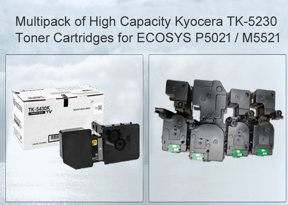 Kyocera Ecosys M5521 Black and Colour Toner Cartridge TK5230 CMYK 4 Pack with Japan Toner Powder