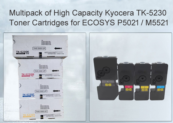 Kyocera Ecosys M5521 Black and Colour Toner Cartridge TK5230 CMYK 4 Pack with Japan Toner Powder